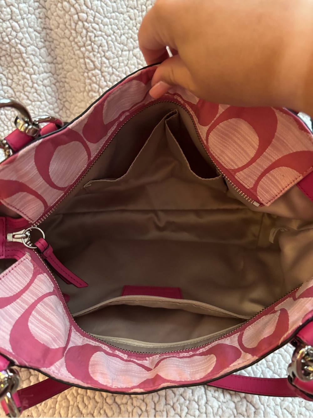 Coach Alexandra Pink Signature Canvas Tote with Gold Charm - Picture 4 of 10